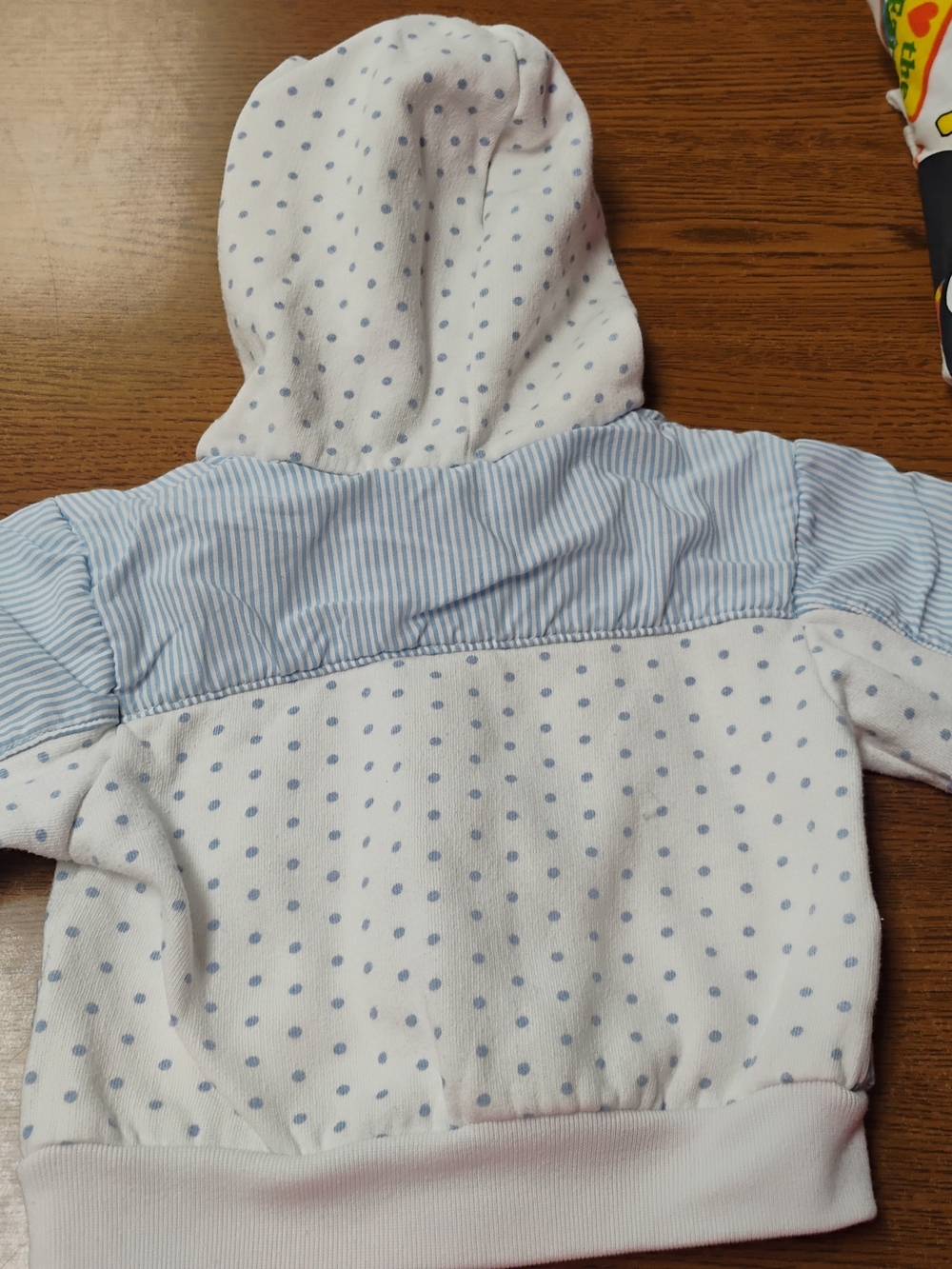 bebe White & Light Blue Polka Dot Hooded Jacket